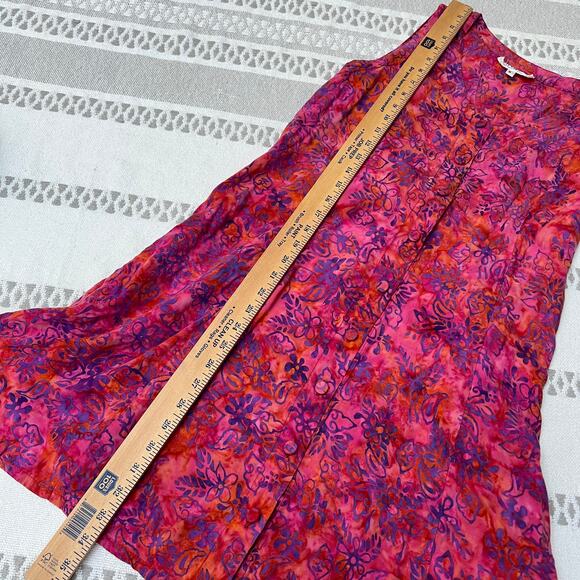 Eagle Ray Traders Pink Batik Print Sleeveless Fairy Button Front Dress Women's M - Picture 4 of 11